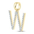 thumbnail image 2 of 10kt Yellow Gold Womens Round Diamond W Initial Letter Pendant 1/4 Cttw, 2 of 2