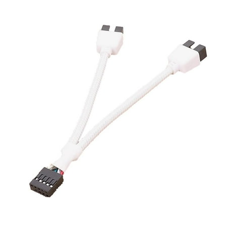 TONAIN Motherboard 9pin USB Header to Dual USB2.0 Splitter Hub Cables White 9CT2