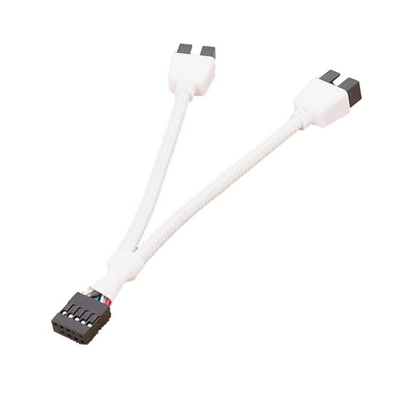 TONAIN Motherboard 9pin USB Header to Dual USB2.0 Splitter Hub Cables White 9CT2