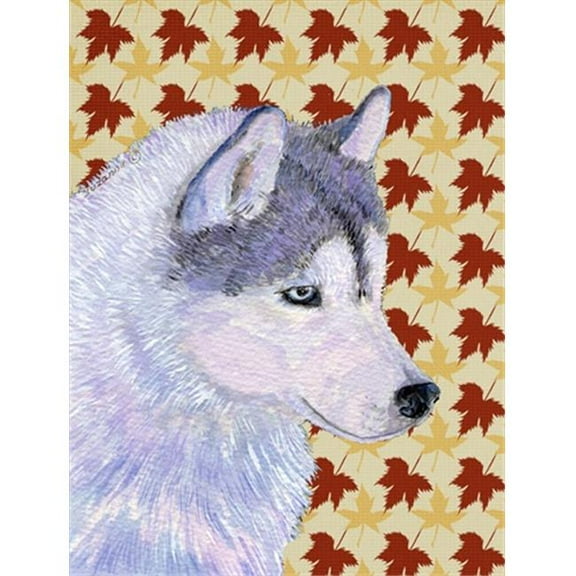 15 x 15 in. Siberian Husky Fall Leaves Portrait Flag Garden Size