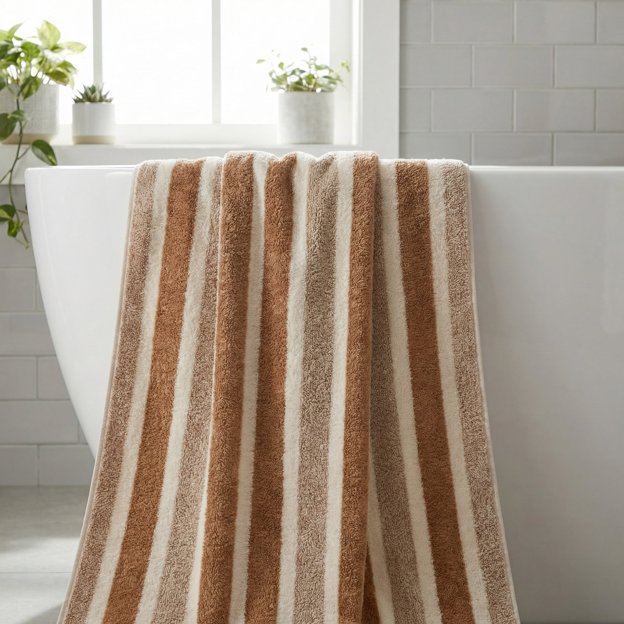 Unique Bargains Plush Absorbing Bath Towel 2 Pack Brown/Grey 71" x 35"/55" x 28"