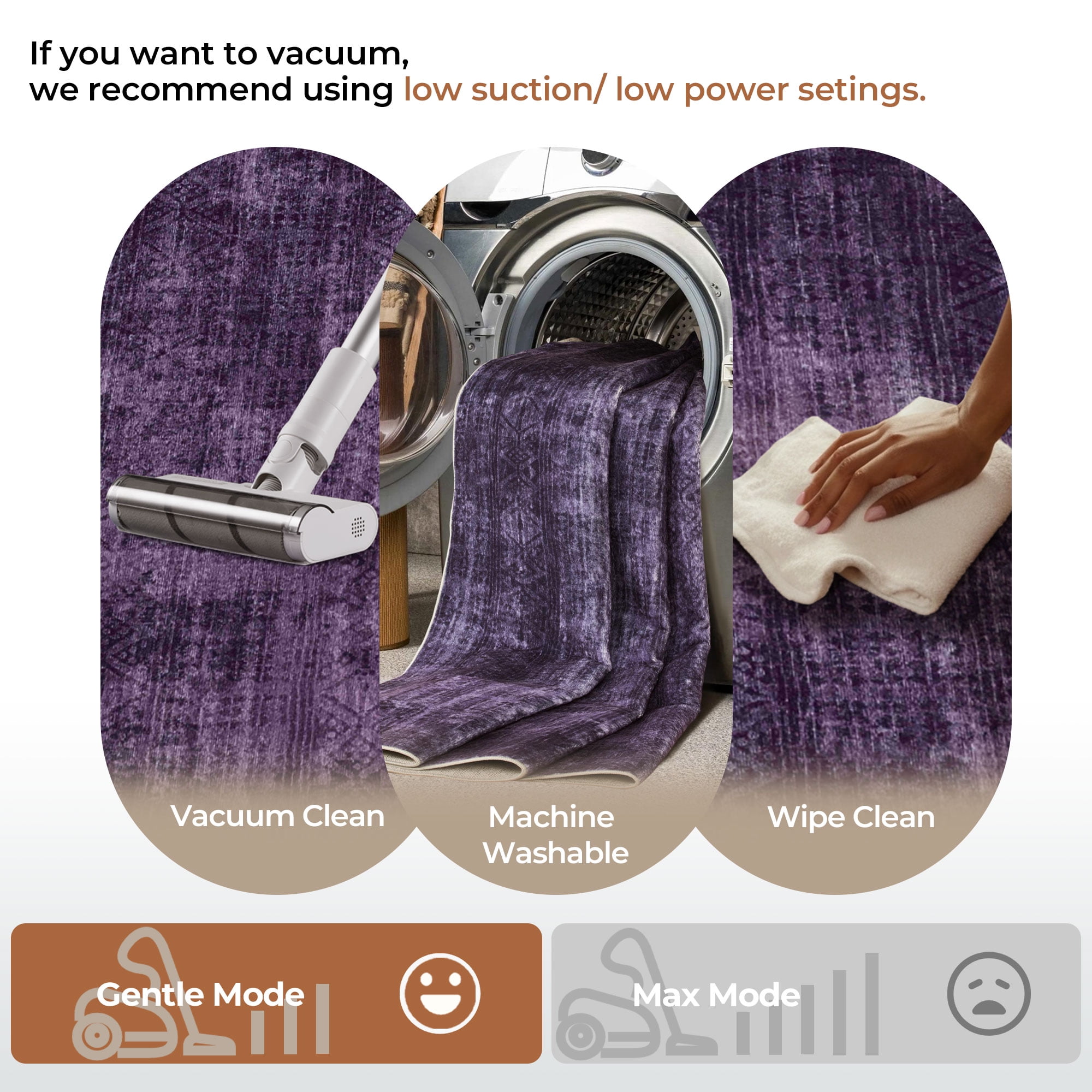 8x10 Modern Abstract Rugs Washable Non-Slip Ombre for Living Room Bedroom Study Room-Purple