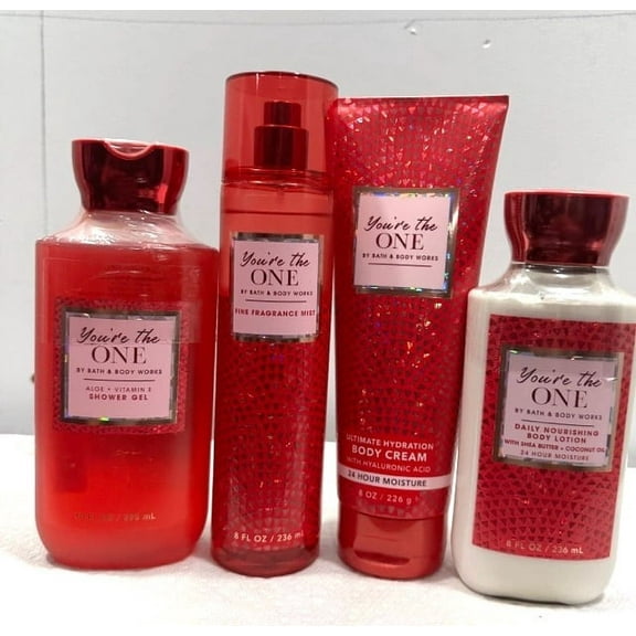 Bath & Body Works You're The One Deluxe Set (Shower Gel 10 fl oz, Body Lotion 8 fl oz, Fragrance Mist 8 fl oz and Body Cream 8 oz)