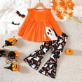 thumbnail image 2 of MEZZALL Girls Halloween Outfits O-neck 2PCS Sets Cute Pumpkin Print Tops And Flare Pants Toddler Fall Winter Casual Party Performance Festival Clothes Relaxed Fit / 6-7 Years, 2 of 6