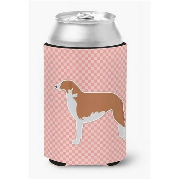 Carolines Treasures BB3599CC Borzoi Russian Greyhound Checkerboard Pink Can or Bottle Hugger