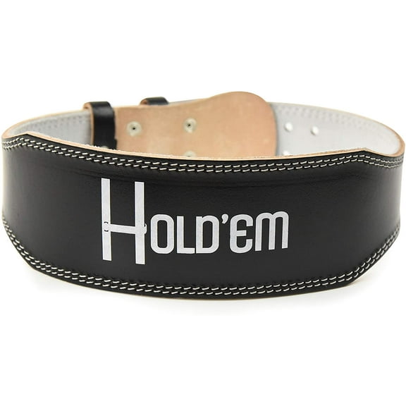 Hold’Em Weightlifting Belts for Men/Women -Genuine Leather, Foam Padding, Suede Lining, Gives Support for Squats, Deadlifts, Crossfit Athletes - Small