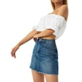 thumbnail image 4 of Franhais Women's Sexy Short Top Shoulder Length Style Solid Color Elastic Ruffled Trim Chest Wrap Breathable Blouse, 4 of 9