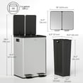 thumbnail image 3 of HOMCOM Dual Trash Can, 2 x 28 Liter Garbage Can with Soft Close Lid, Silver, 3 of 10