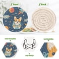 thumbnail image 4 of WOBOGO Corgi Rocket Element Pattern Coil Coasters Set of 6 Minimalist Cotton Woven 3.94 inch Non-Slip Insulated and Absorbent Home Accessories., 4 of 7