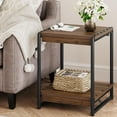 thumbnail image 4 of Large Square Farmhouse Wood Storage End Table with 2 Tier Shelf- Modern Metal Frame Bed Couch Sofa Side Table/Nightstand，Accent Furniture for Living Room Bedroom, Easy Assembly, 4 of 9