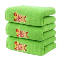 Christmas Themed Embroidered Towel Set, 3-Piece Towels, Comfortable Household Cotton Towels for Holiday Bathroom Decor
