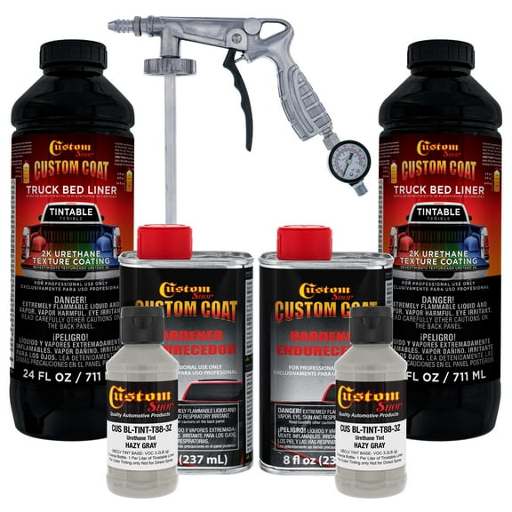 Custom Coat 36270 Haze Gray T88 Urethane Spray-On Truck Bed Liner, 2 Quart Kit with Spray Gun