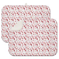 Red Christmas House and Tree Pattern Dish Drying Mat for Kitchen 1 Pack, Ultra Absorbent Microfiber Dishes Drainer Mats,18x24in(46x61cm)