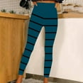 thumbnail image 2 of Leggings for Women Striped Printed High Waist Hip Lifting Yoga Full Length Pants Workout Running Leggings (L, Blue), 2 of 4