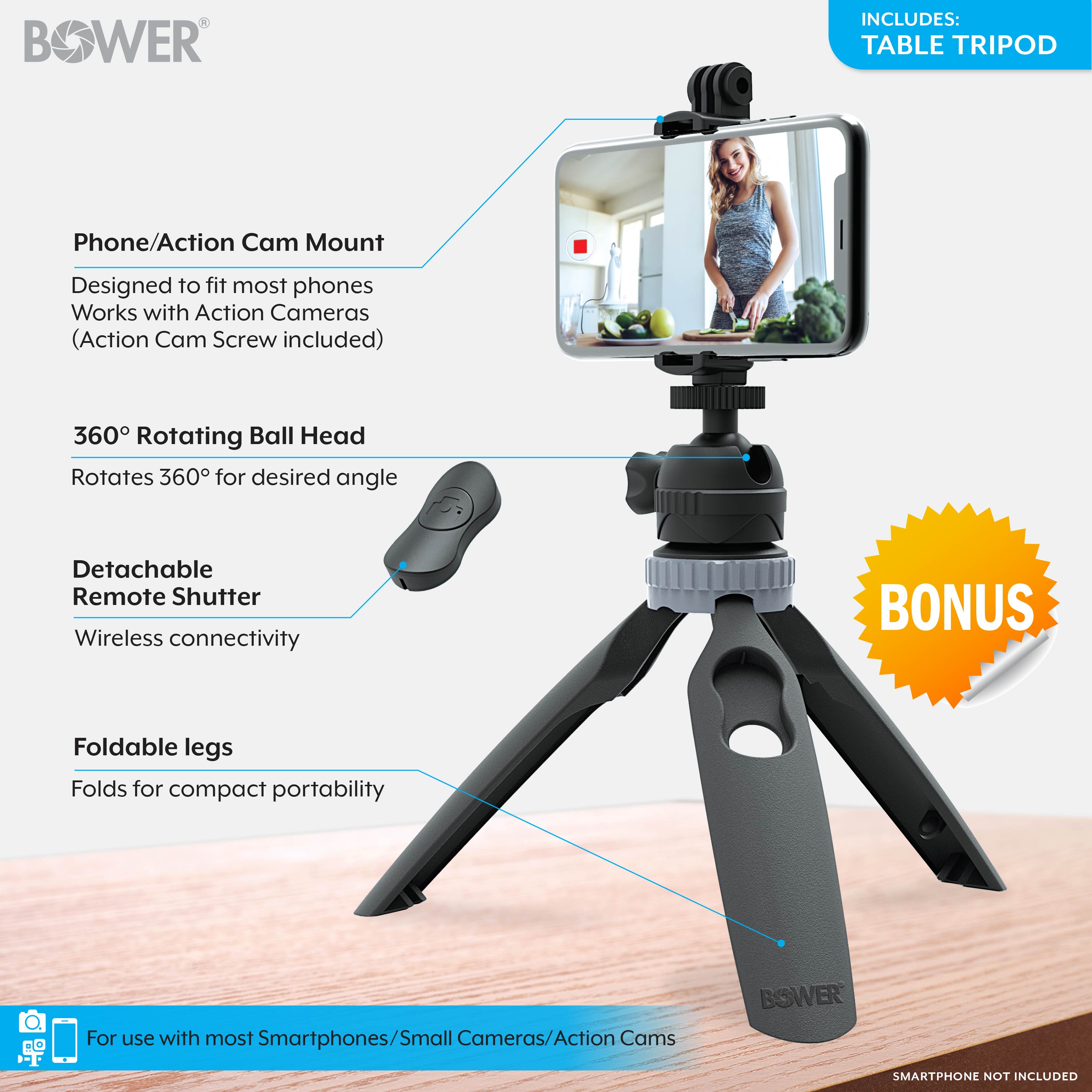 Bower Content Creator Kit with16-inch RGB Ring Light, 62-inch Adjustable Tripod, and Green Screen for Content Creation Camera Accessory - image 5 of 7