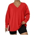 thumbnail image 2 of Elvqul Sweatshirts for Women Winter Oversized Loose Plus Size Pullover V Neck Womens Tops Long Sleeve, 2 of 5
