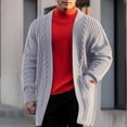 thumbnail image 2 of HOOMEUMY Mens Cardigan Knitted Sweaters Casual Workout Drop Shoulder Clothes Fashion 2025 Trendy Classic Solid Coat Front Open Jacket Slim Fit Design Gray L, 2 of 6