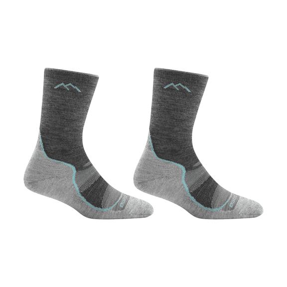 Darn Tough Women's Light Hiker Micro Crew Lightweight with Cushion Sock Grey/Slate, Medium (2-Pack)