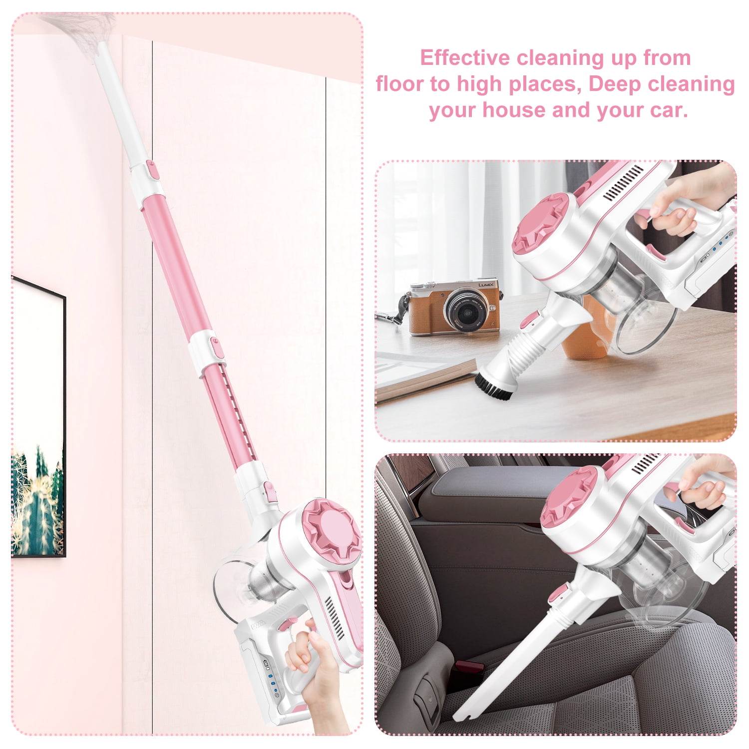Bossdan Cordless Stick Vacuum Cleaner, Powerful Suction Lightweight Vacuum Cleaner for Hard Floor