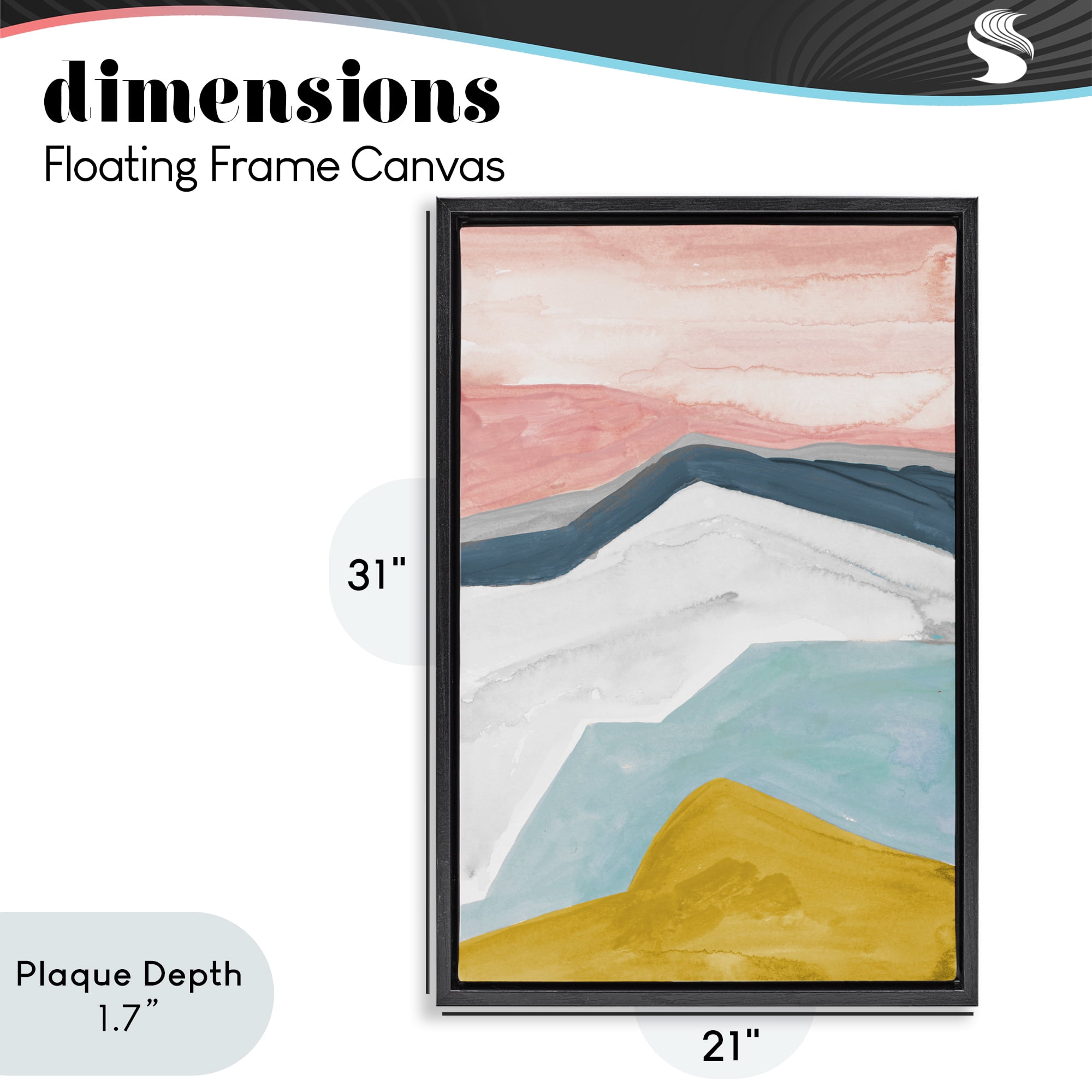 Stupell Industries Pastel Geometric Mountains Black Framed Floater Canvas Wall Art, design by B. Danelle