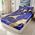 thumbnail image 2 of Erosebridal Marbling Ombre Zipper Twin Comforter Sets with Fitted Sheet and 2 Pillowcases for Women Men, Abstract Marble Print Zipper Bedding Set, Slate Blue, Reversible, 4 Pieces, 2 of 7