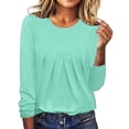 thumbnail image 2 of Baqcunre Long Sleeve Shirts For Women Womens Tops Long Sleeve Undershirt Solid Travel Cute Tops O Neck Slim Fit Tshirts Shirts Blouse Hoodies For Women Womens Blouses Mint Green 3XL, 2 of 5