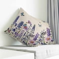 thumbnail image 3 of Purple Floral Pillow Covers 16x16 Inch Decorative Throw Pillow Cover, Spring Lavender Daisy Butterflies Botanical Beige Sofa Pillowcases Accent Cushion Case Home Decor Bedroom Living Room, 3 of 6