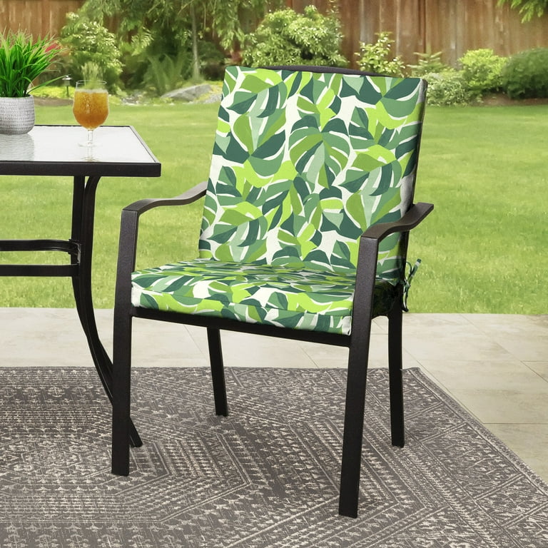 Mainstays Green Monstera Outdoor Chair Cushion, inches