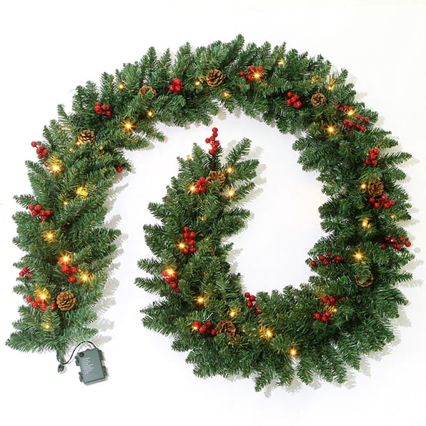 Adornos Navideños de Ratán de Pvc de 2,7 Metros con Luces, para Árbol de Navidad.