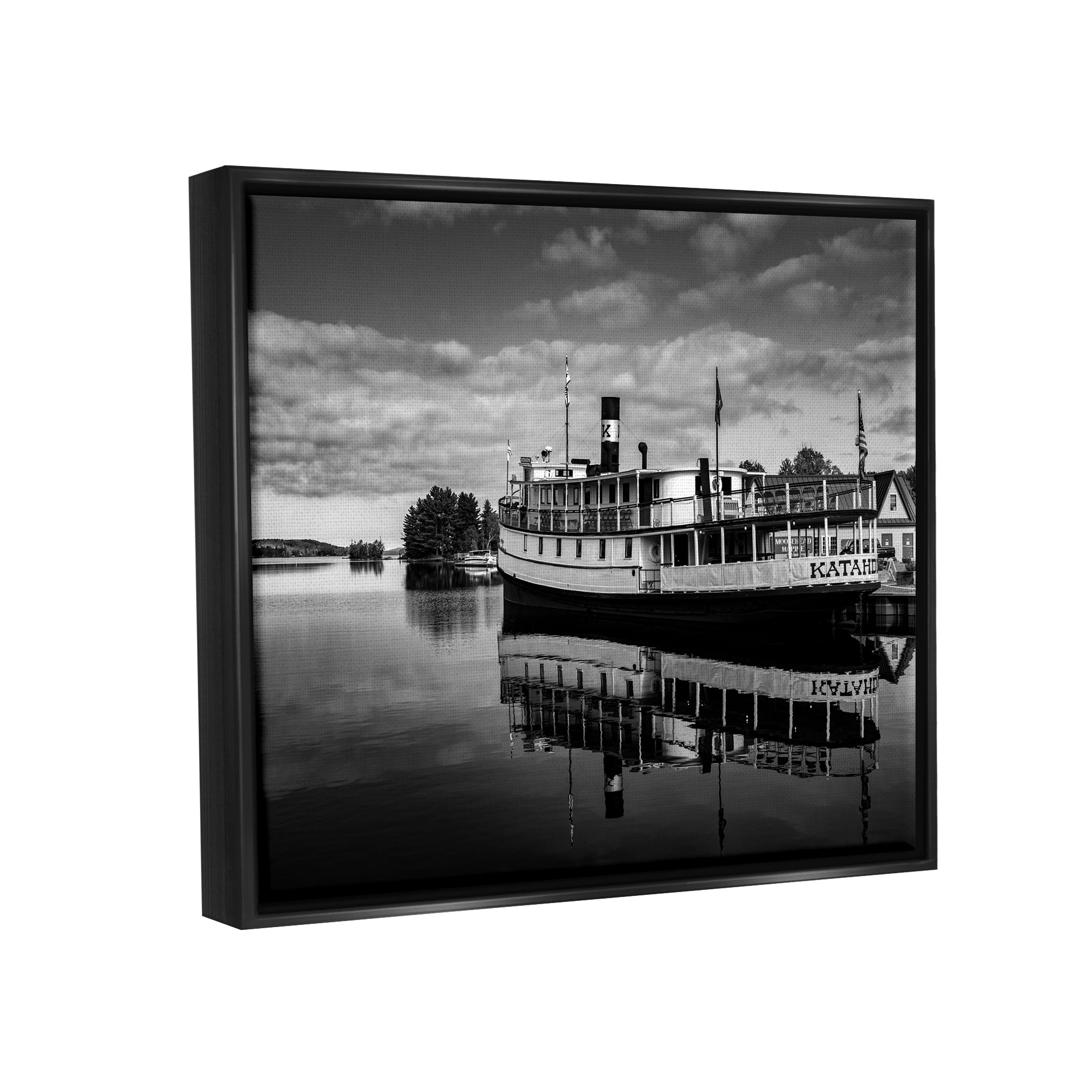 Stupell Industries Ferry Port Photography Transportation Photography Black Floater Framed Canvas Art Print Wall Art, 21 x 17