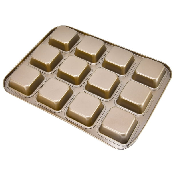 Molde para brownie, muffins de para molle cuadrado de acero al carbono de 12 cavidades con divisores
