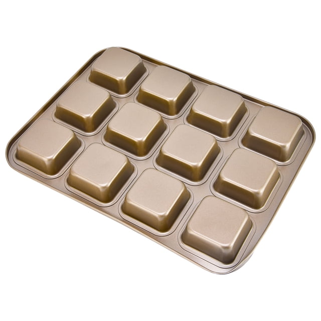 Molde para brownie, muffins de para molle cuadrado de acero al carbono de 12 cavidades con divisores