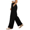 thumbnail image 3 of Diufon Black Linen Pants Women Summer Boho Wide Leg Palazzo Pants Casual Drawstring High Waisted Trousers with Pockets, 3 of 7