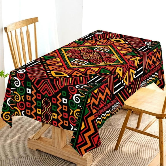 Kwanzaa Tablecloth Black History Month Afro African American Holiday Party Decoration Kitchen Dining Room Rectangular Table Cover (60" x 102")