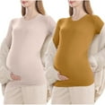 thumbnail image 2 of Neewe Women's Maternity Shirts,2PC Crew Neck Maternity Top Short Sleeve Casual Cotton Tee Pregnancy Clothes Thin Pregnancy Base Shirt, 2 of 6
