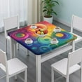 thumbnail image 3 of Colorful Tie Dye Circular Spiral Pattern Square Fitted Tablecloth with Elastic Edge,Square Table Cover,Washable Elastic Table Cover for Home Kitchen Party Decor 34"x34", 3 of 6