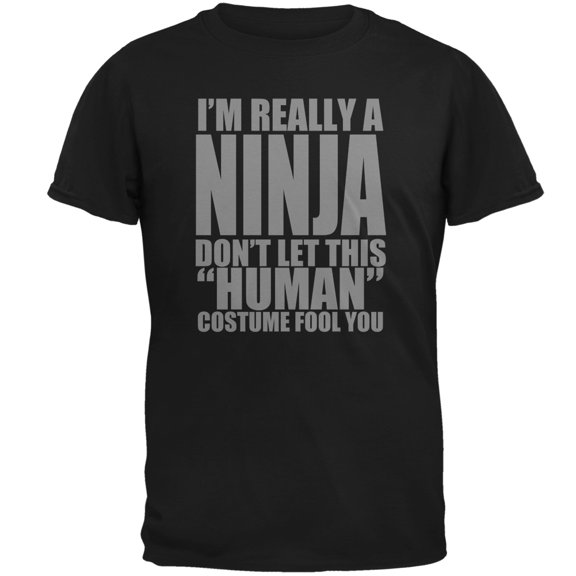 Halloween Human Ninja Costume Mens T Shirt Black SM