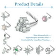 thumbnail image 4 of Dsseng 10Pcs Nose Rings Cubic Zirconia Nose Studs 20G Shiny Mix Style Nose Piercings Silver, 4 of 9