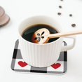 thumbnail image 5 of Rateoe Heart Black Buffalo Plaid Gingham Drawing Drink Coasters Set of 4 Leather Coasters Spill Protection for Table Desk,Durable and Non Slip Leather Coaster ,4 Inches Drink Mats-Square, 5 of 6