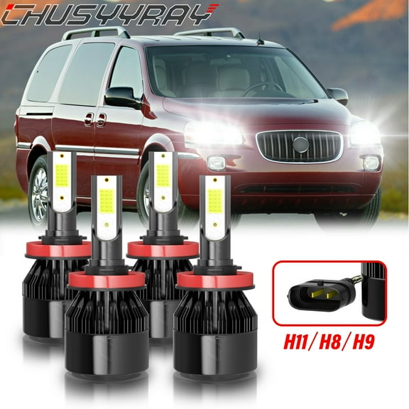 For Buick Terraza 2005 2006 2007 - LED Headlight High&Low Beam Bulbs Upgrade Kit 6000K Pure White 4x
