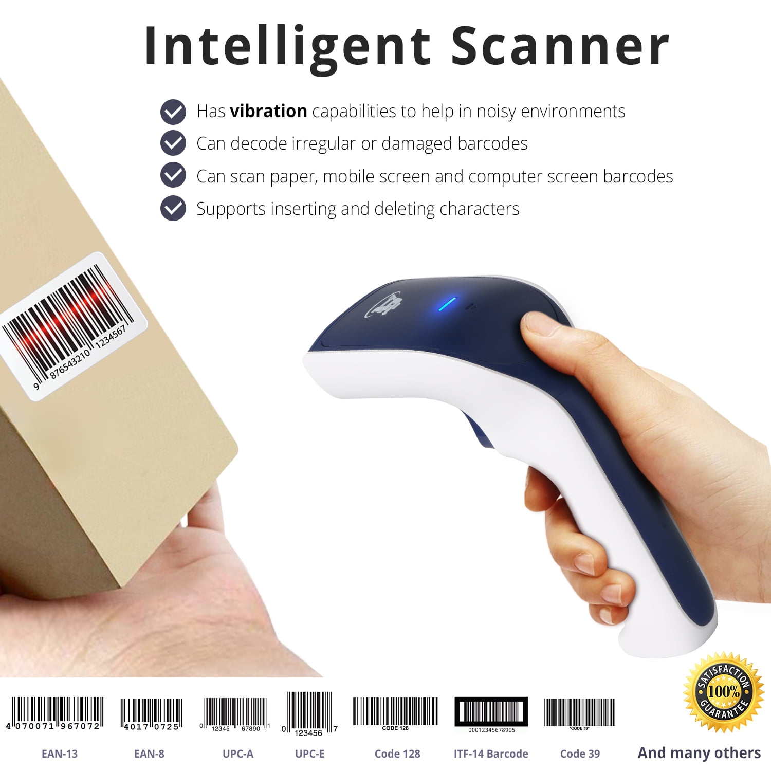 ScanAvenger SA3600 1D Wireless Barcode Scanner – Bluetooth, Wi-Fi, USB, Handheld/on-Counter
