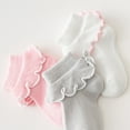 thumbnail image 3 of CPNG 3 Pairs Baby Girls Ruffle Socks Newborn Infant Sweet Knit Floor Hosiery Double Lace Ruffle Frilly Dress Ankle Socks Princess Knit Cotton Socks, 3 of 8