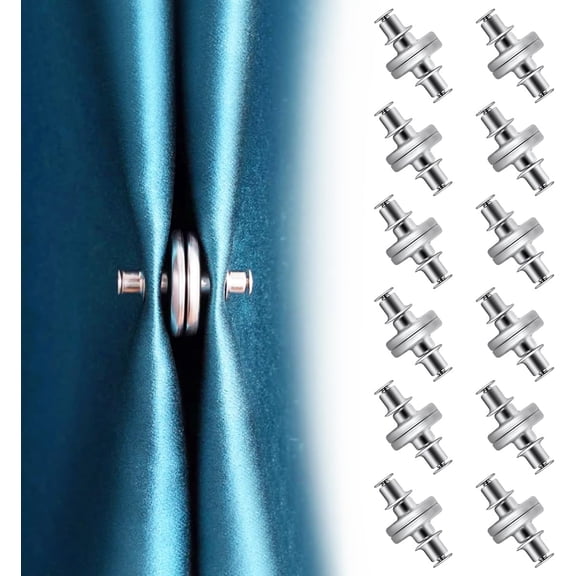 ABCISI 12 Pairs Curtain Magnets Closure, Strong Magnetic Curtain Weights, Magnetic Curtain Clips to Prevent Lights from Leaking for Home Bedroom Office Pergola Patio Gazebo Cabana Curtain