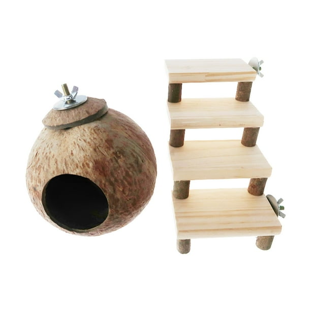 Casa de hámster de coco, jaula para animales pequeños, decoración de hábitat, correr, jugar, hacer ejercicio, escalada, escondite para hámster enano