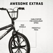 دراجة Mongoose Rebel Kids BMX ، 20 بوصة. عجلات ، أطفال وتوينز تتراوح أعمارهم بين 7-13 ، دراجة سوداء