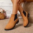thumbnail image 6 of BRGZLK Chelsea Ankle Boots for Women Classic Versatile Slip-On Low Chunky Heel Comfortable Short Booties Easy On Commute Work Shoes with Side Zipper Brown 41, 6 of 8