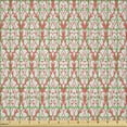 thumbnail image 2 of Ambesonne Damask Fabric by the Yard Microfiber, Oriental Floral Illustration, 3 Yards, Coral Pale Eggshell, 2 of 2