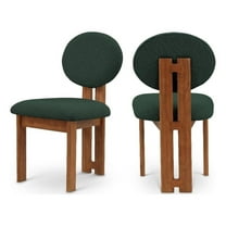 Maklaine Contemporary Green Boucle Fabric Dining Chair (Set of 2)