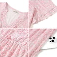 thumbnail image 5 of UVN Summer Dresses for Women V Neck Short Sleeve Casual A Line Dress Flowy Swing Ruffle Sundress with Pockets, 5 of 8