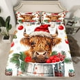 thumbnail image 2 of Manfei Kawaii Highland Cow Full Size Sheets,Rustic Farmhouse Cabin Bed Sheets,Merry Xmas Pine Cone Sheet Sets For Girl Boys,Ultra Soft Home Decor,4pcs, 2 of 7